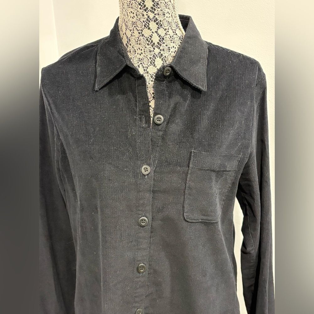 J. Crew Black Corduroy Long Sleeve Shirt Dress - Picture 4 of 12